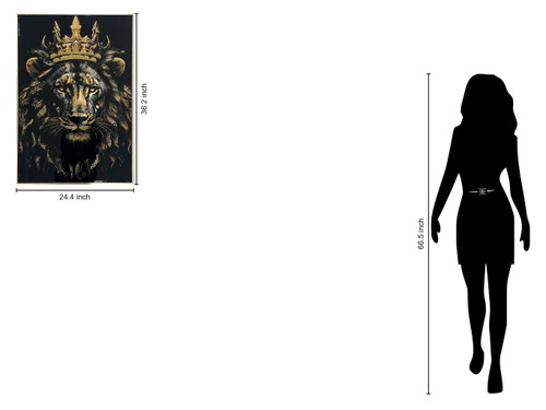 Crowned Noir I Gloss Canvas With Glitter In Frame - Black / Gold