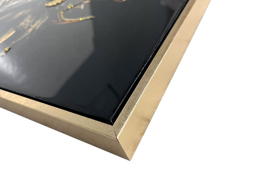 Crowned Noir I Gloss Canvas With Glitter In Frame - Black / Gold