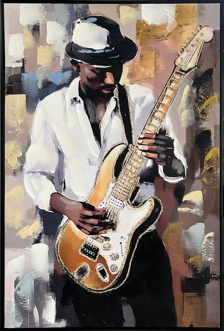 Midnight Riff I Hand-Embellished Canvas In Frame - White / Gold