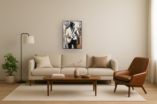 Midnight Riff II Hand-Embellished Canvas In Frame - White / Cream