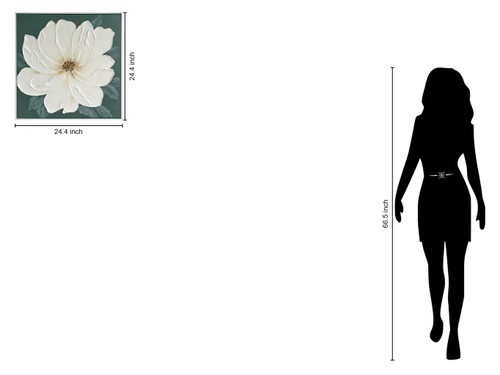 Ivory Bloom I Hand-Painted Canvas In Frame - Green / Ivory