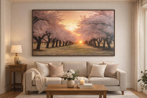 Blush Orchard Hand-Embellished Canvas In Frame - Pink / Gold