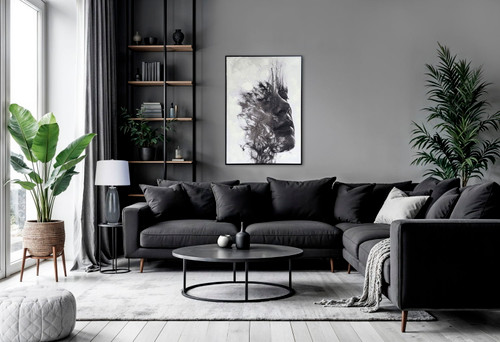 Veiled Reverie Hand-Embellished Canvas In Frame - Black / White