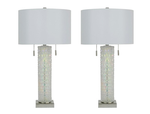 Radiant Glow Iridescent Glass & Metal Table Lamp (Set of 2) - Irradescent / Polished Nickel