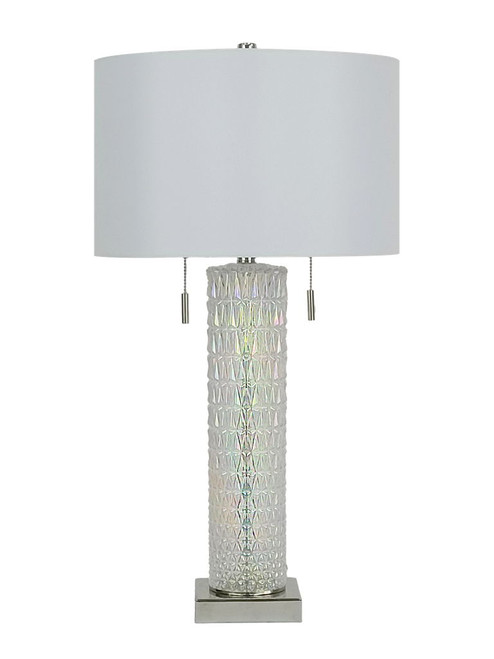 Radiant Glow Iridescent Glass & Metal Table Lamp (Set of 2) - Irradescent / Polished Nickel