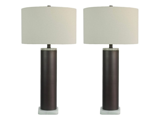 Slate Stone Metal & Jade Table Lamp (Set of 2) - Gray Slate