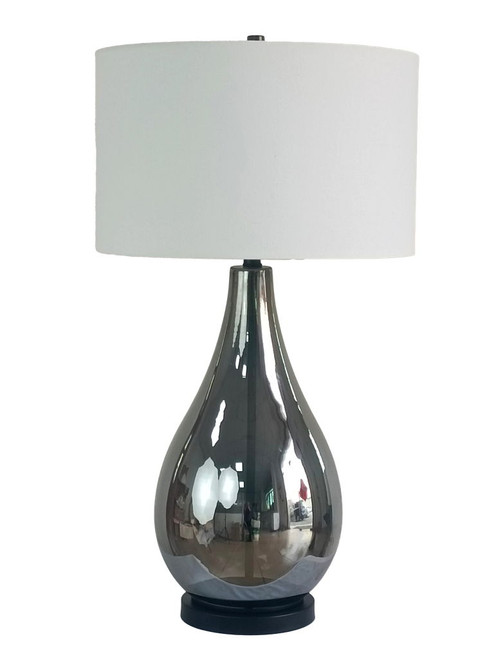 Smoke Pearl Essence Glass & Metal Table Lamp (Set of 2) - Smoke Pearl / Matte Black