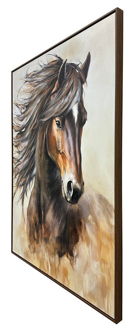 Windborne Stallion Hand-Embellished Canvas In Frame - Brown / Ivory