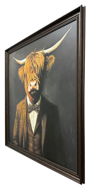 Dapper Highland Hand-Embellished Canvas In Frame - Black / Brown