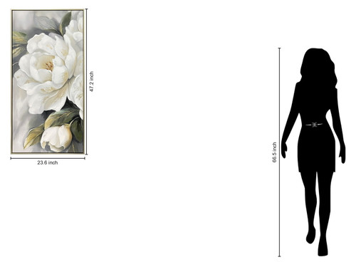 Gold Peony II Hand-Embellished Canvas In Frame - Ivory / Gray