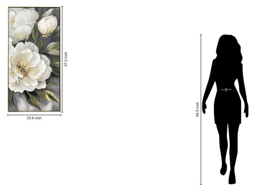 Gold Peony I Hand-Embellished Canvas In Frame - White / Olive