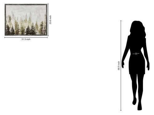 Fogbound Pines Hand-Embellished Canvas In Frame - Gray / Brown