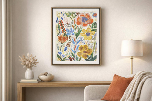 Petal Reverie II Hand-Embellished Canvas In Frame - Natural / Multicolor