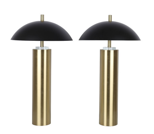 Aurora Column On/Off Touch, USB Charging, Metal & Crystal Table Lamp (Set of 2) - Soft Gold / Matte Black