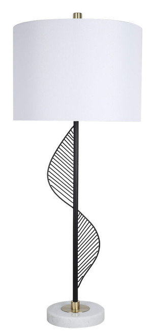Spiral Radiance II Metal & Marble Table Lamp (Set of 2) - Matte Black / White
