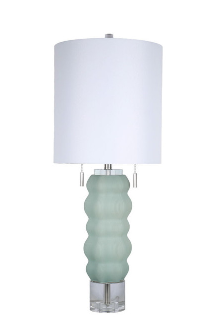 Oceanic Wave Glass & Crystal Table Lamp (Set of 2) - Mist Blue / Clear Crystal