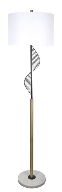 Spiral Radiance I Metal & Marble Floor Lamp - Matte Black / Soft Gold