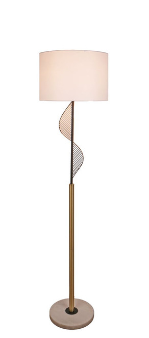Spiral Radiance I Metal & Marble Floor Lamp - Matte Black / Soft Gold