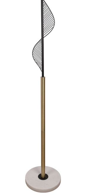 Spiral Radiance I Metal & Marble Floor Lamp - Matte Black / Soft Gold