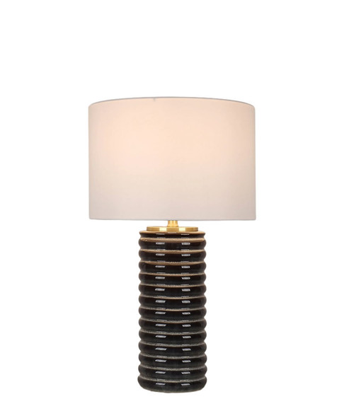Ripple Charcoal Ribbed Ceramic Table Lamp (Set of 2) - Speckled Charcoal