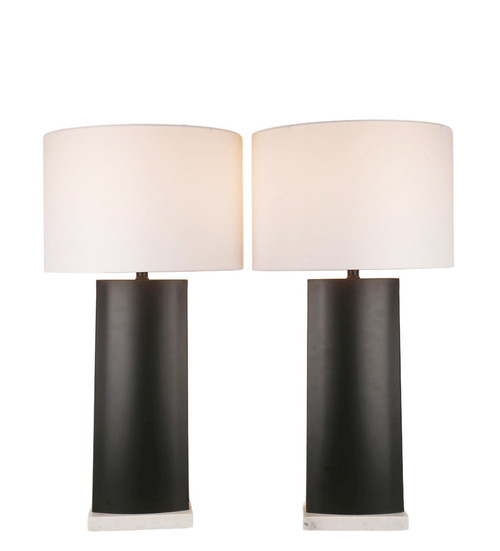 Monolith Aura Metal & Marble Table Lamp (Set of 2) - Matte Black / White Marble