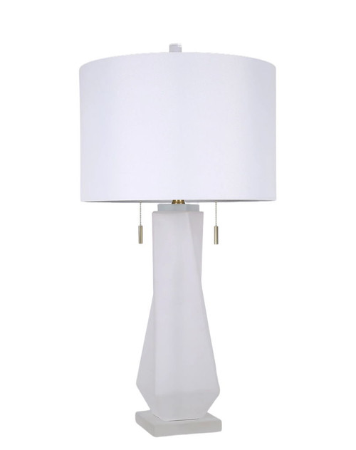 Faceted Frost Art Glass & Frosted Crystal Table Lamp (Set of 2) - Frosted Art Glass / Frosted Crystal
