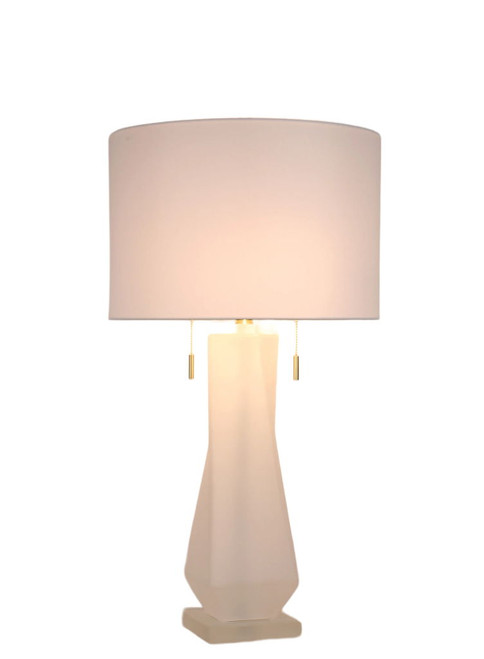 Faceted Frost Art Glass & Frosted Crystal Table Lamp (Set of 2) - Frosted Art Glass / Frosted Crystal