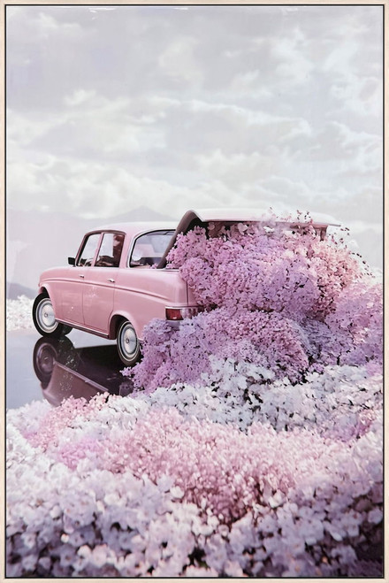 Blush Getaway Gloss Canvas In Frame - Pink / White