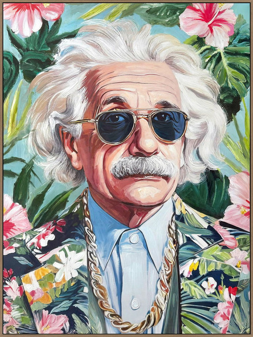 Tropical Icon I Hand-Embellished Canvas In Frame - Blue / Green