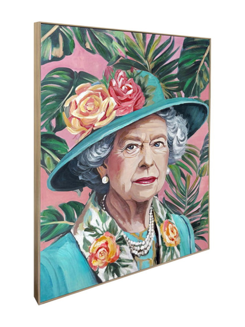 Tropical Icon II Hand-Embellished Canvas In Frame - Pink / Green