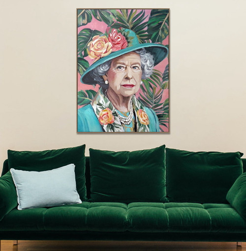 Tropical Icon II Hand-Embellished Canvas In Frame - Pink / Green