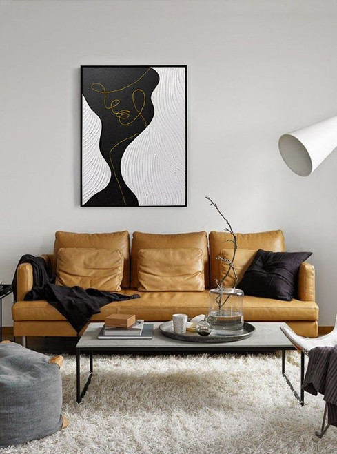 Contour Muse I Hand-Painted Canvas In Frame - Black / White
