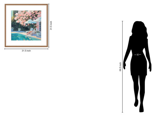 Poolside Blossom I Hand-Embellished Print In Frame - Green