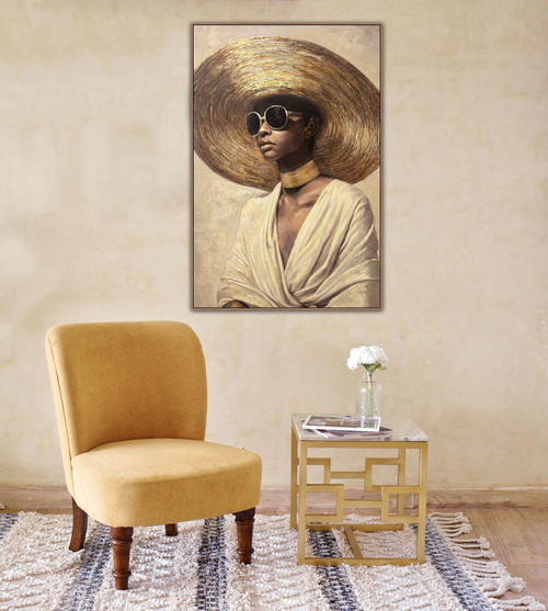 Sunlit Muse II Hand-Embellished Canvas In Frame - Beige / Brown