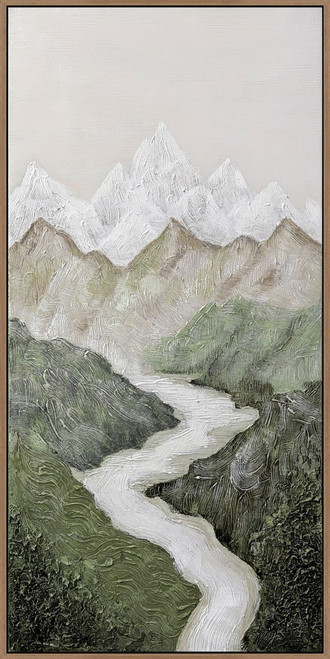 Verdant Passage II Hand-Painted Canvas In Frame - Green / Ivory