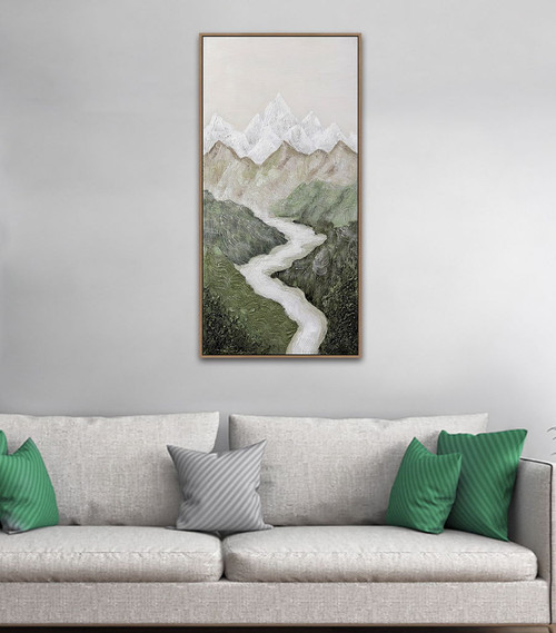 Verdant Passage II Hand-Painted Canvas In Frame - Green / Ivory