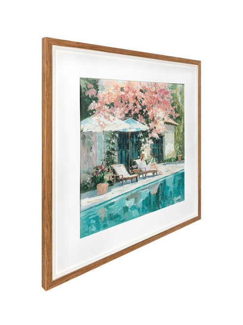 Poolside Blossom II Hand-Embellished Print In Frame - Green