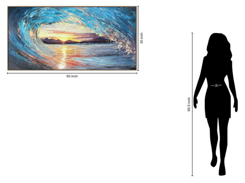 Sunlit Break Hand-Embellished Canvas In Frame - Blue / Gold