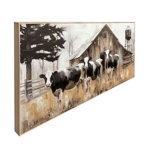 Barnside Watch Hand-Embellished Canvas In Frame - Brown / Black