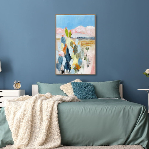 Desert Blush II Hand-Embellished Canvas In Frame - Natural / Pink