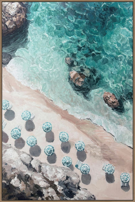 Cove Reverie I Hand-Embellished Canvas In Frame - Natural / Teal