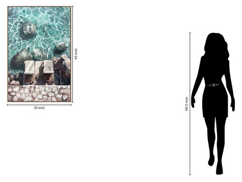 Cove Reverie II Hand-Embellished Canvas In Frame - Aqua / White