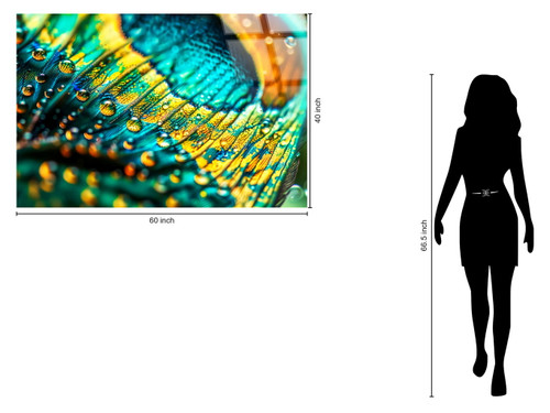 Iridescent Plumage Tempered Glass With Foil & Rhinestones - Teal / Aqua