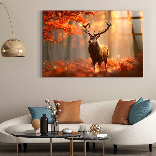 Autumn Stag Tempered Glass - Amber / Red