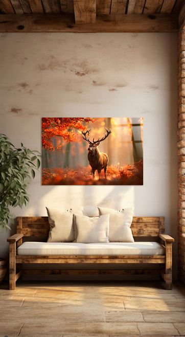 Autumn Stag Tempered Glass - Amber / Red