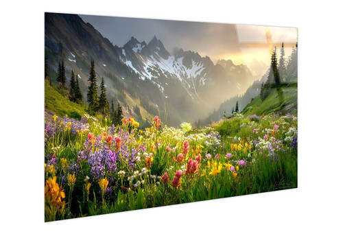 Alpine Wildflower Misty Tempered Glass - Green / Gold