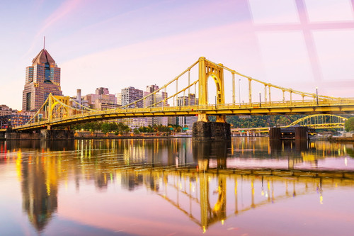 Gold Bridge Reflections Tempered Glass With Foil - Gold / Pink