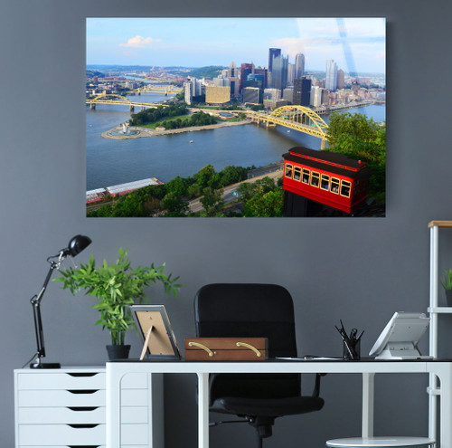 Pittsburgh Overlook Tempered Glass With Foil - Blue / Green