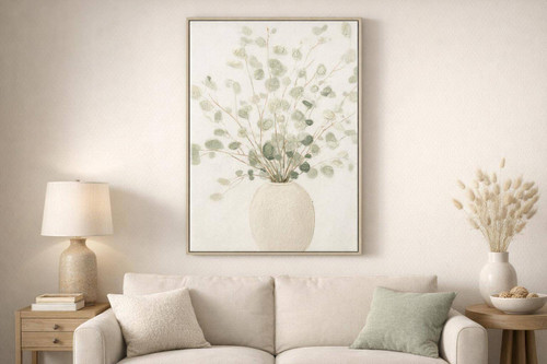 Soft Grove II Hand-Embellished Canvas In Frame - Ivory / Sage