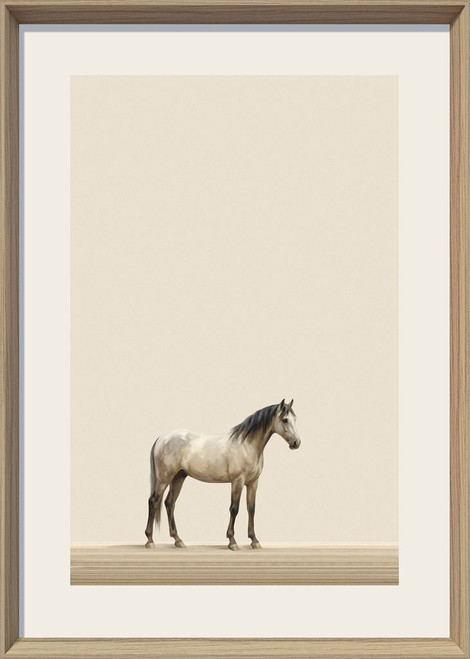 Quiet Stallion II Print on Paper In Frame - Cream / Beige